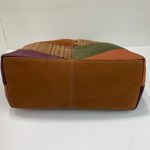 Fossil Patchwork Leather Tapestry Tote Bag Multicolor Boho Style Purse 75082 - Picture 8 of 16